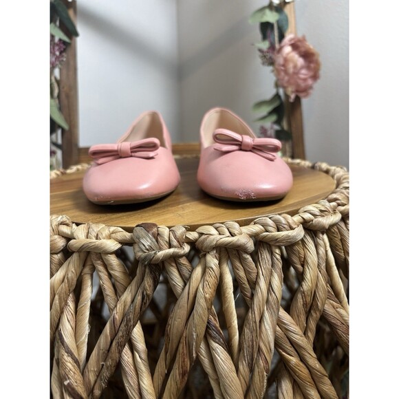 Kate Spade Kiersten Bow Pink Leather Ballet Flats Slip-On - Picture 2 of 6
